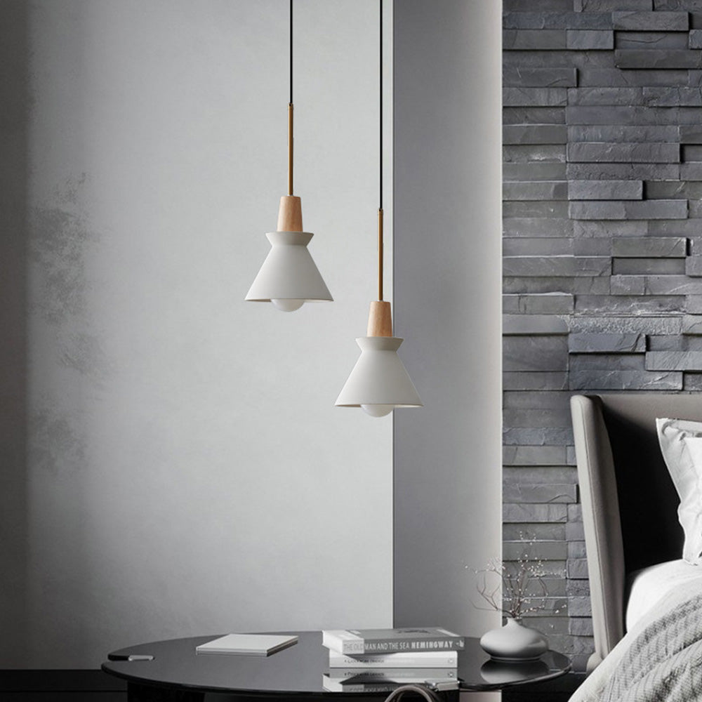 Lámpara Colgante Moderna de Concreto Blanco con Diseño Geométrico y Altura Ajustable 3