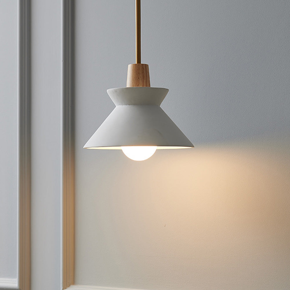 Lámpara Colgante Moderna de Concreto Blanco con Diseño Geométrico y Altura Ajustable 5
