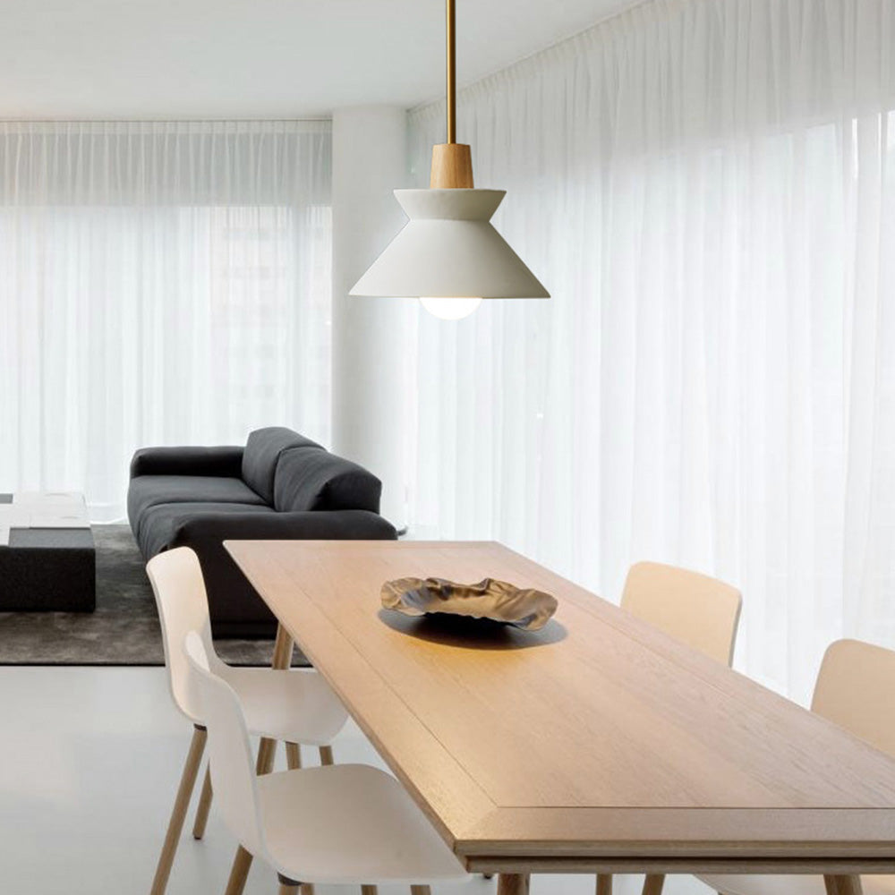 Lámpara Colgante Moderna de Concreto Blanco con Diseño Geométrico y Altura Ajustable 7