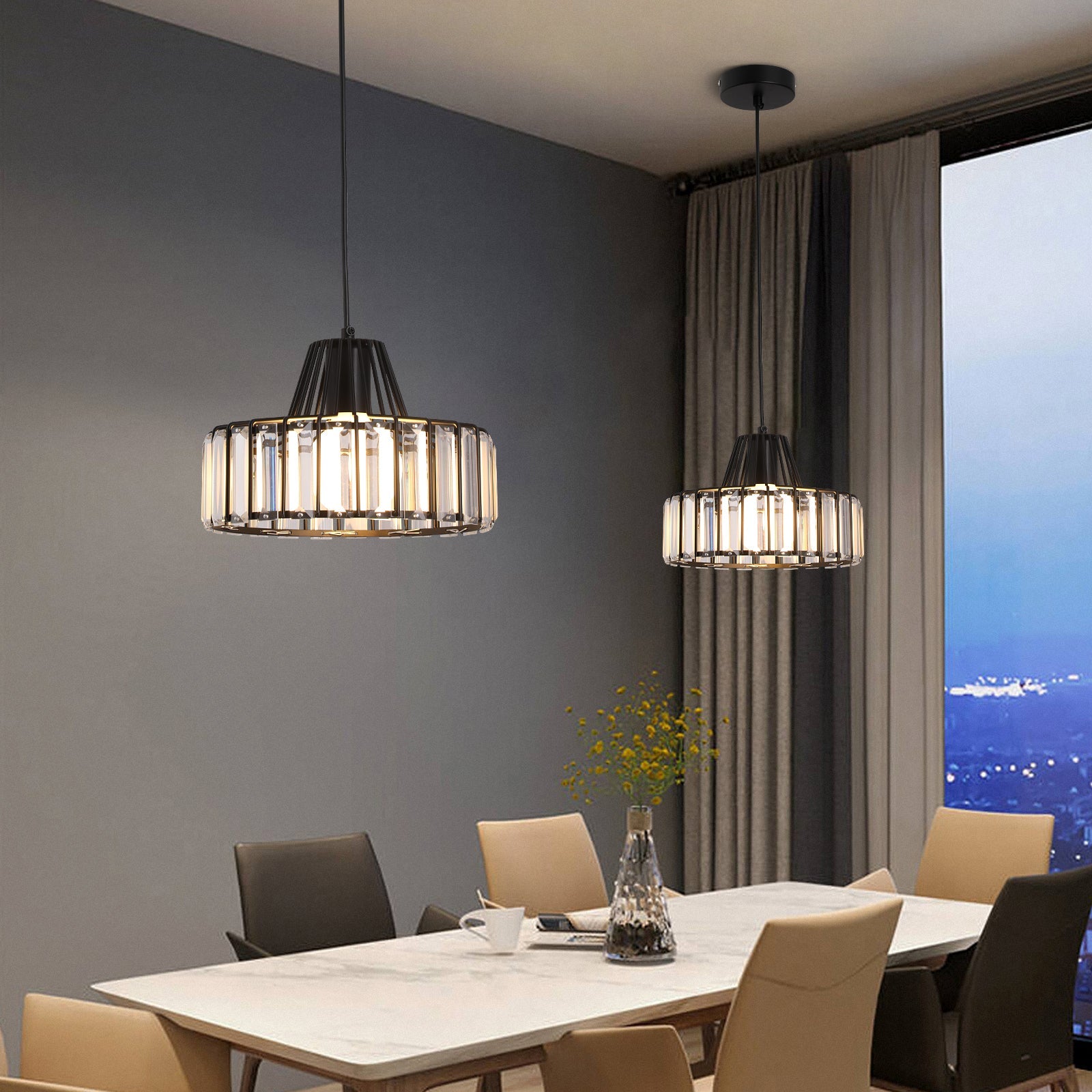 Lámpara Colgante Moderna de Cristal Negro con Acabado Elegante y Diseño Sofisticado 4