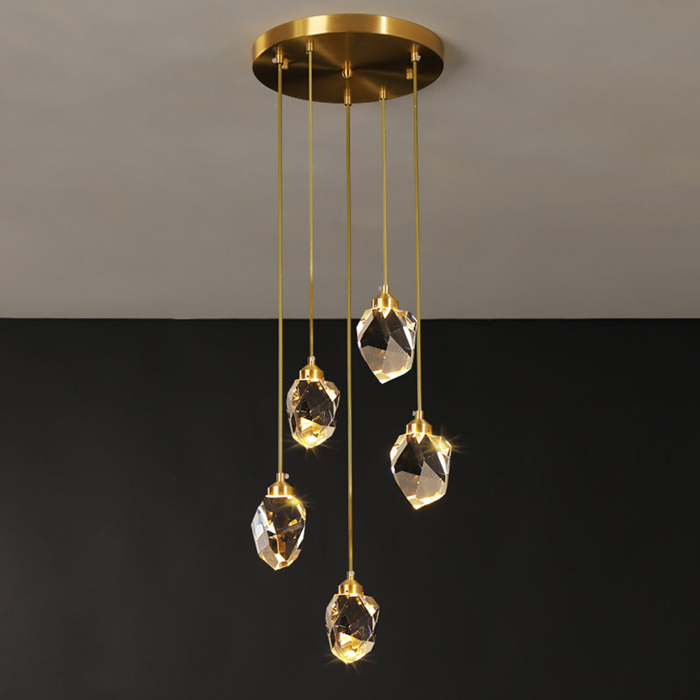 Lámpara Colgante Moderna de Cristal en Forma de Gota de Oro – Elegante Chandelier para Comedor y Sala de Estar 5
