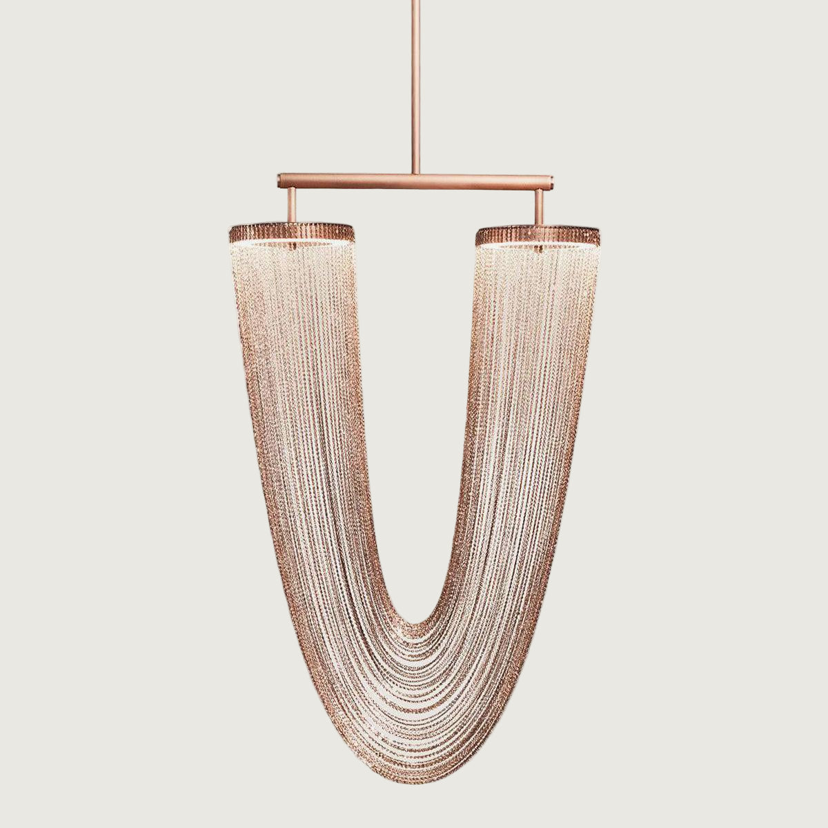 Lámpara Colgante Moderna de Diseño Elegante con LED Integrado y Cadenas de Cobre – 48cm x 70cm, Ideal para Techo 0