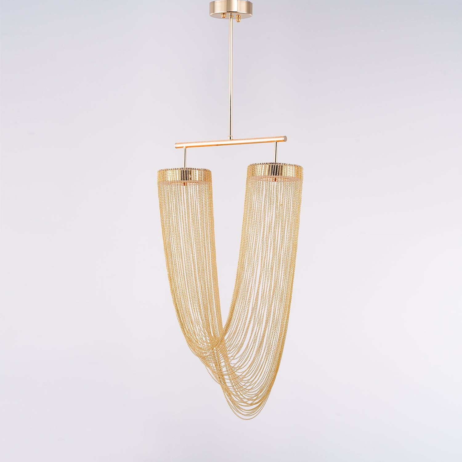 Lámpara Colgante Moderna de Diseño Elegante con LED Integrado y Cadenas de Cobre – 48cm x 70cm, Ideal para Techo 9