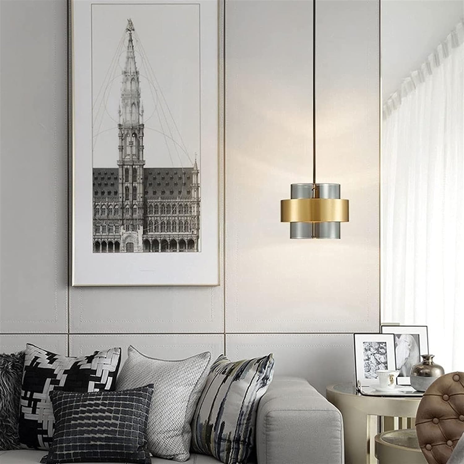 Lámpara Colgante Moderna de Metal y Vidrio con Diseño Elegante 2