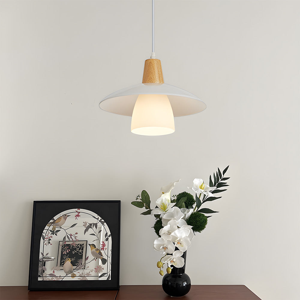 Lámpara Colgante Moderna de Vidrio Blanco para Techo, Diseño Contemporáneo Ideal para Dormitorios y Salas de Estar 5