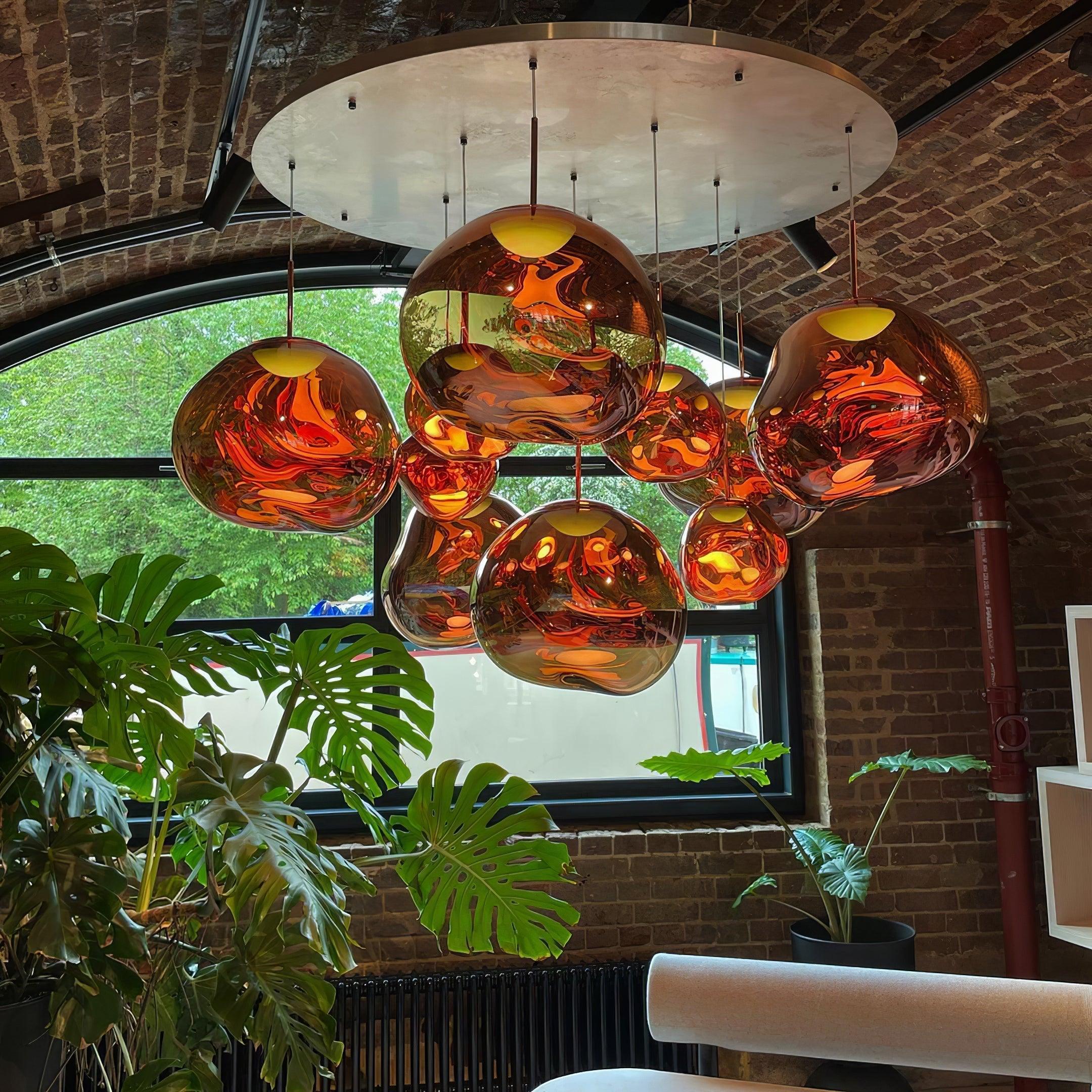 Lámpara Colgante Redonda Lava con Acabado Metálico y Efecto Espejo - Lámparas de Techo Modernas para Decoración Elegante 2