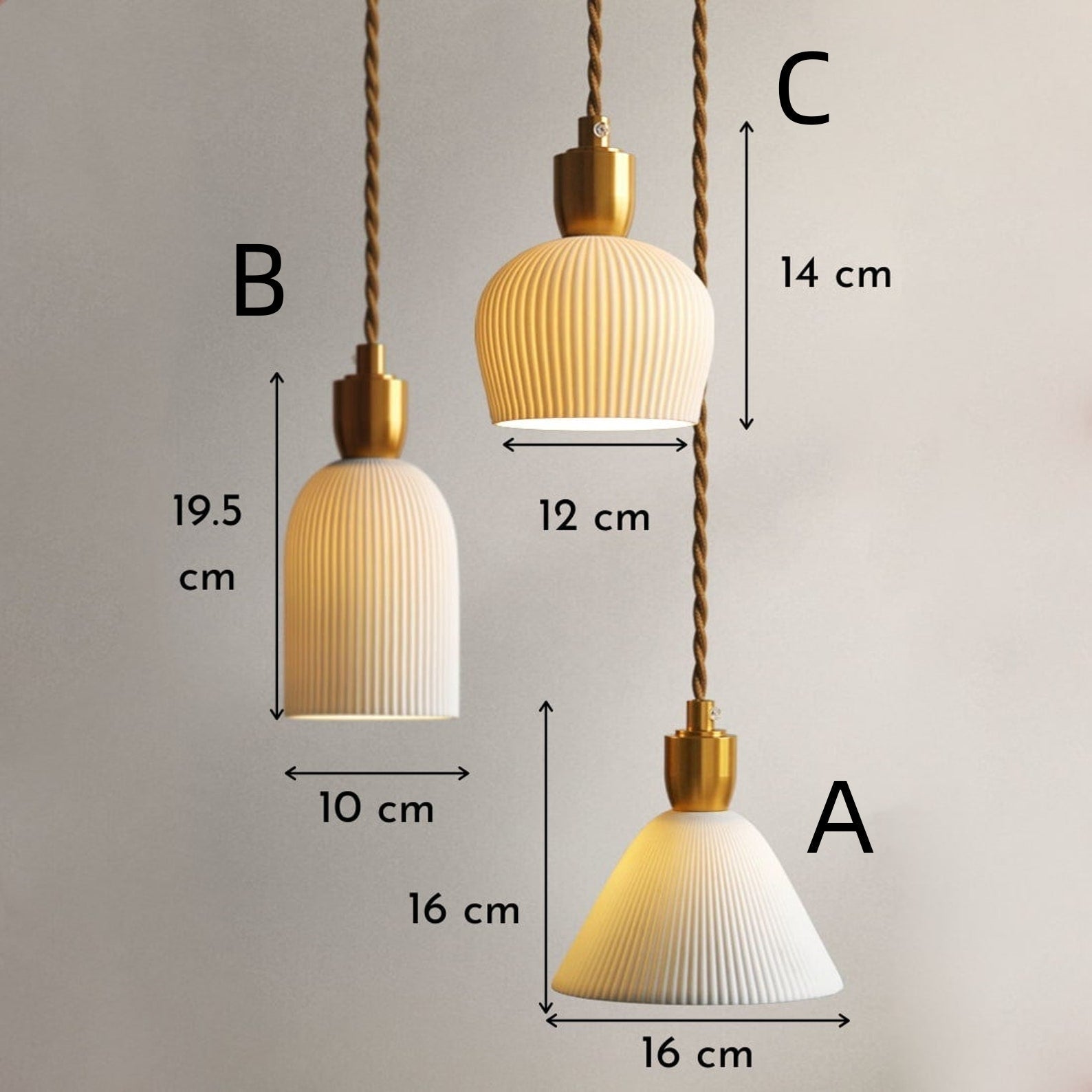 Lámpara Colgante Retro de Cerámica con Acentos de Latón - Disponible en Tres Formas 5
