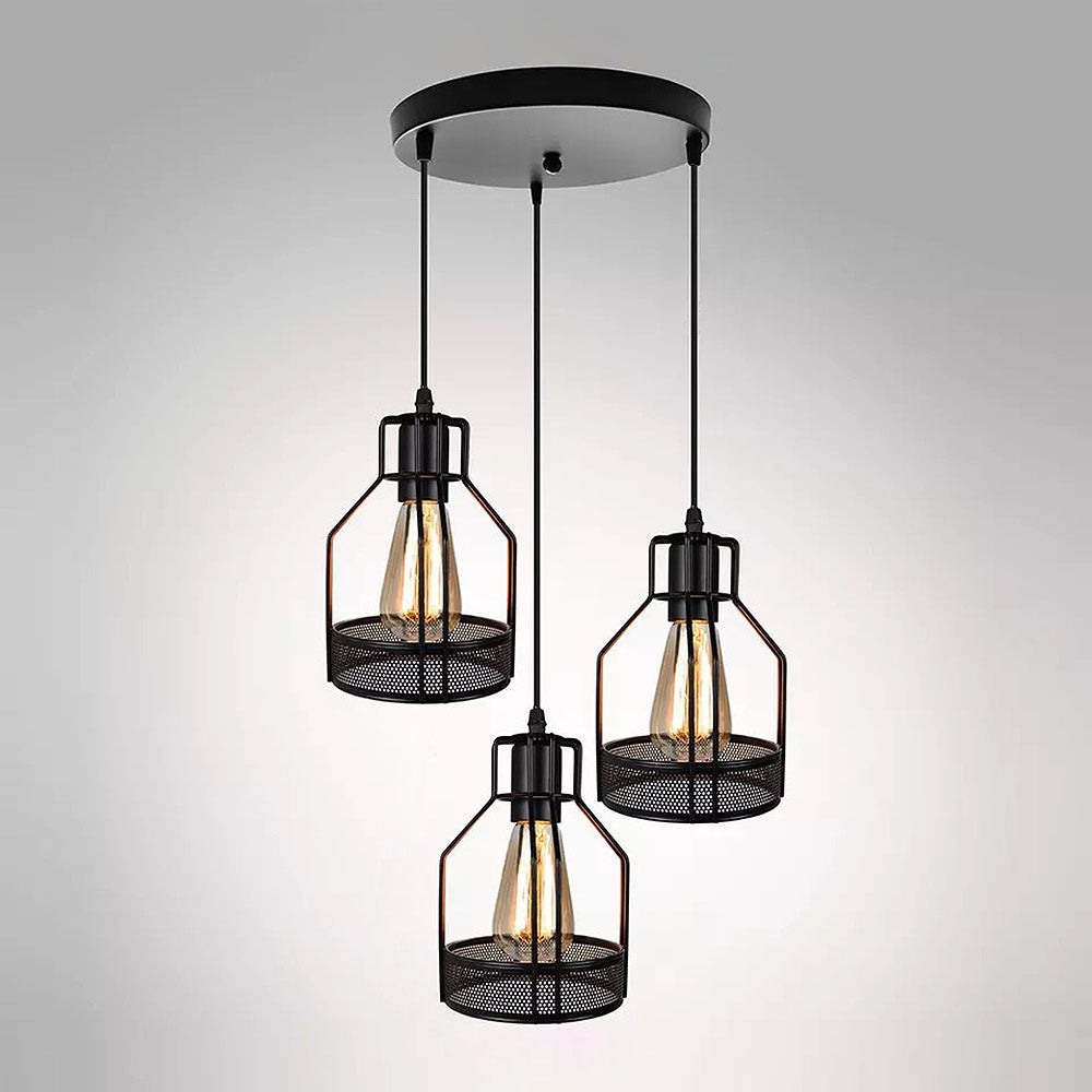 Lámpara Colgante Vintage de Hierro Negro con Múltiples Bombillas para Comedor 11