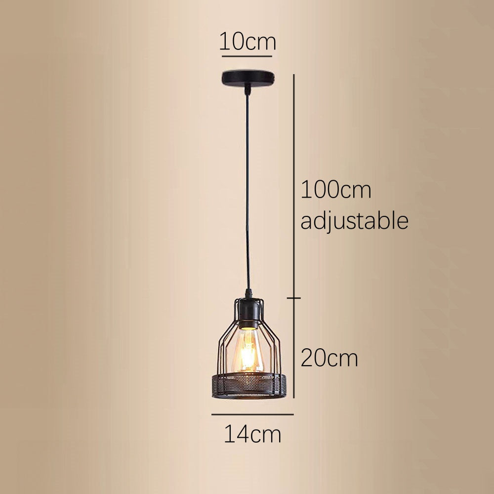 Lámpara Colgante Vintage de Hierro Negro con Múltiples Bombillas para Comedor 2