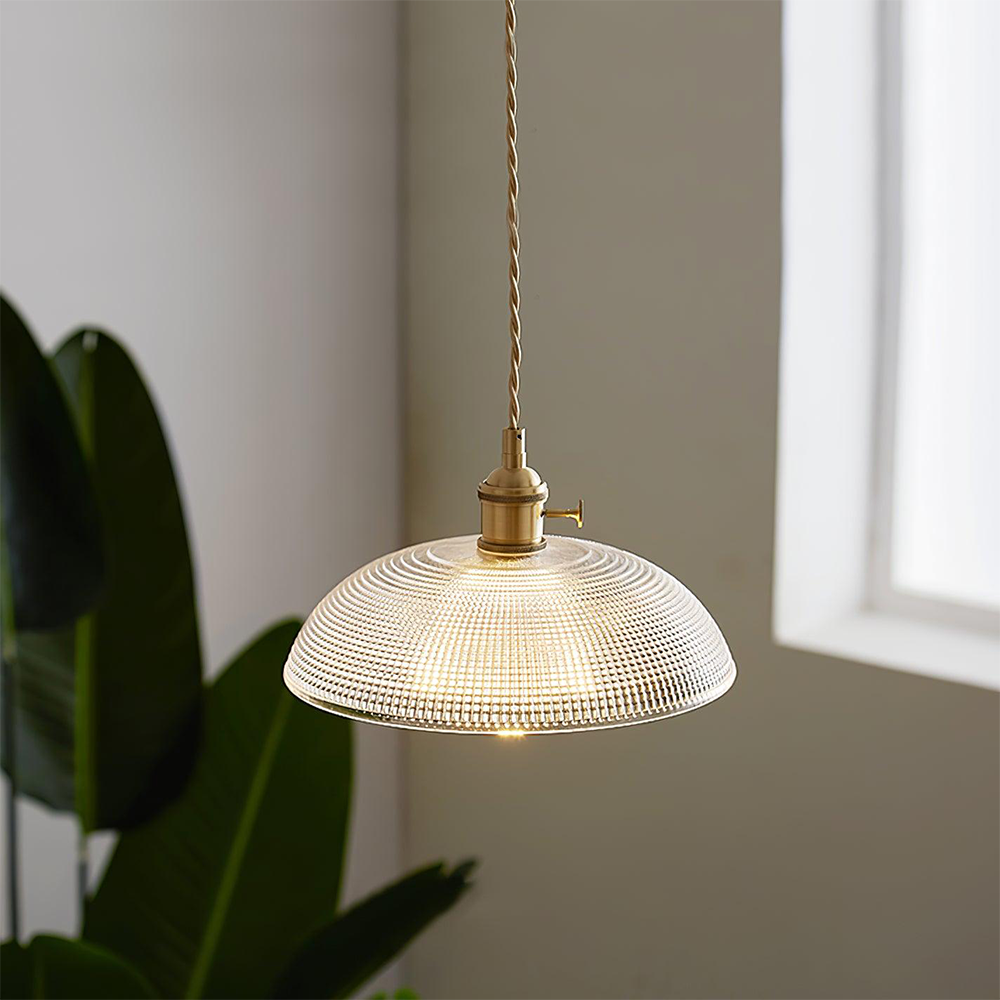 Lámpara Colgante Vintage de Vidrio Estriado para Techo – Iluminación Elegante para Cocina y Comedor 0