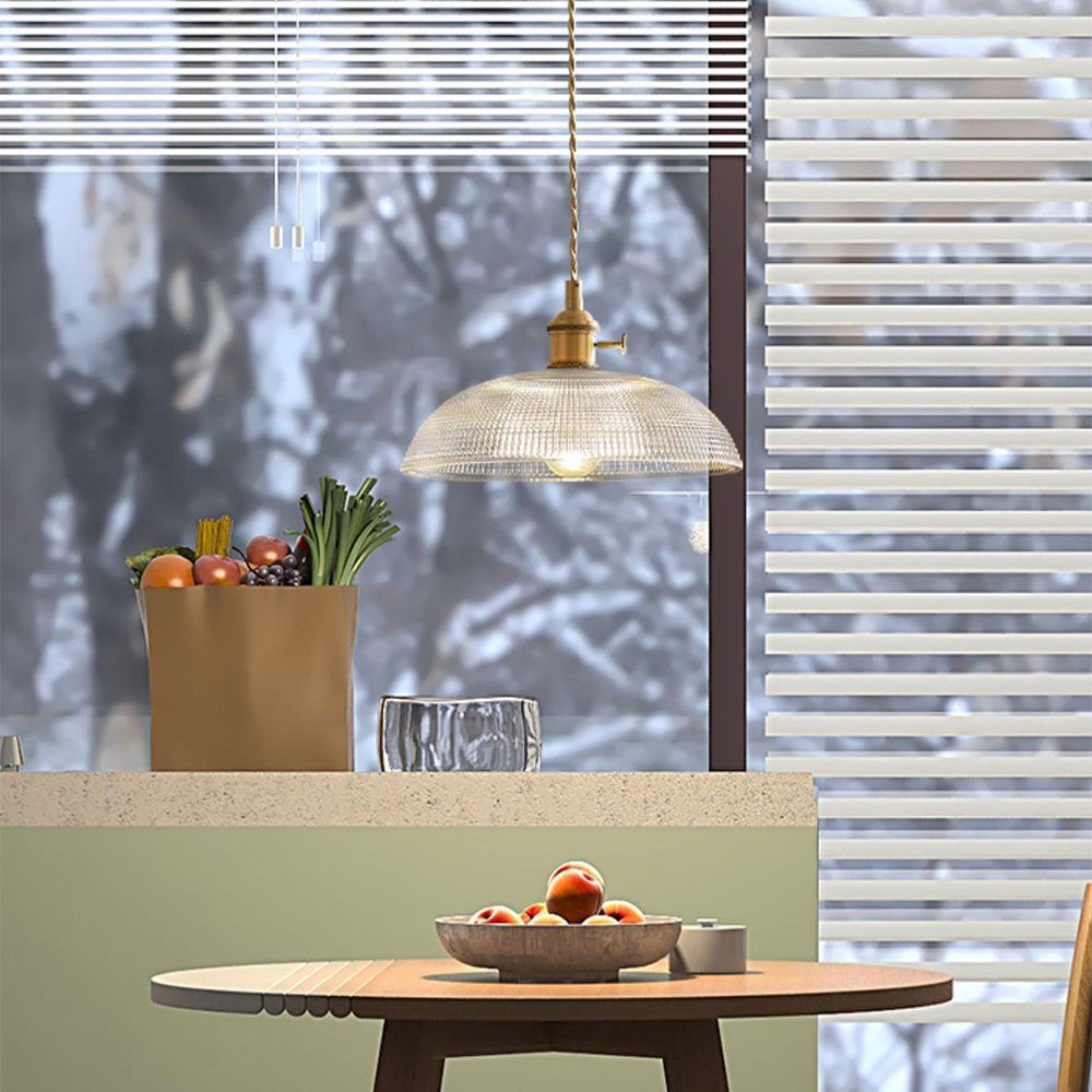 Lámpara Colgante Vintage de Vidrio Estriado para Techo – Iluminación Elegante para Cocina y Comedor 5
