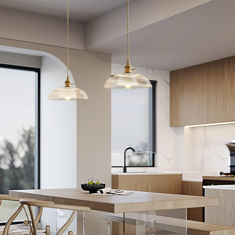 Lámpara Colgante Vintage de Vidrio Estriado para Techo – Iluminación Elegante para Cocina y Comedor 6