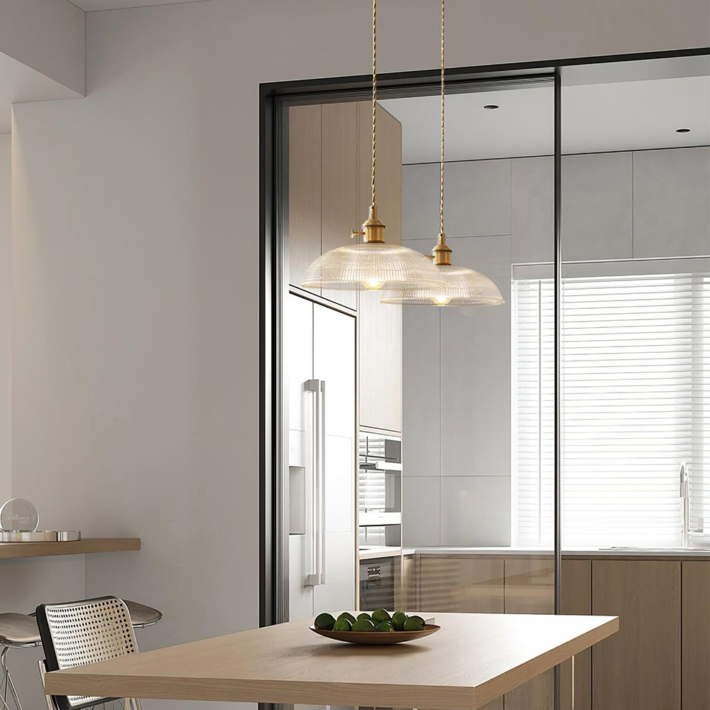 Lámpara Colgante Vintage de Vidrio Estriado para Techo – Iluminación Elegante para Cocina y Comedor 7