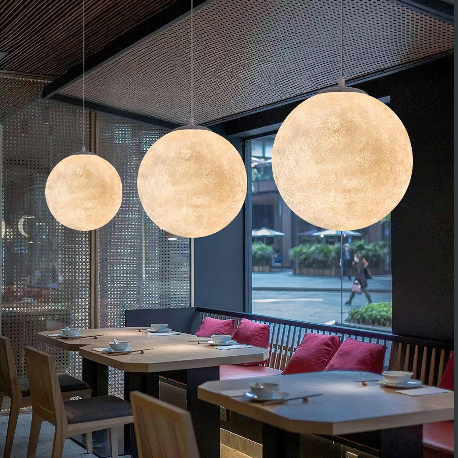 Lámpara Colgante de Diseño Lunar con Luz LED Integrada – Ideal para Decoración Interior 8