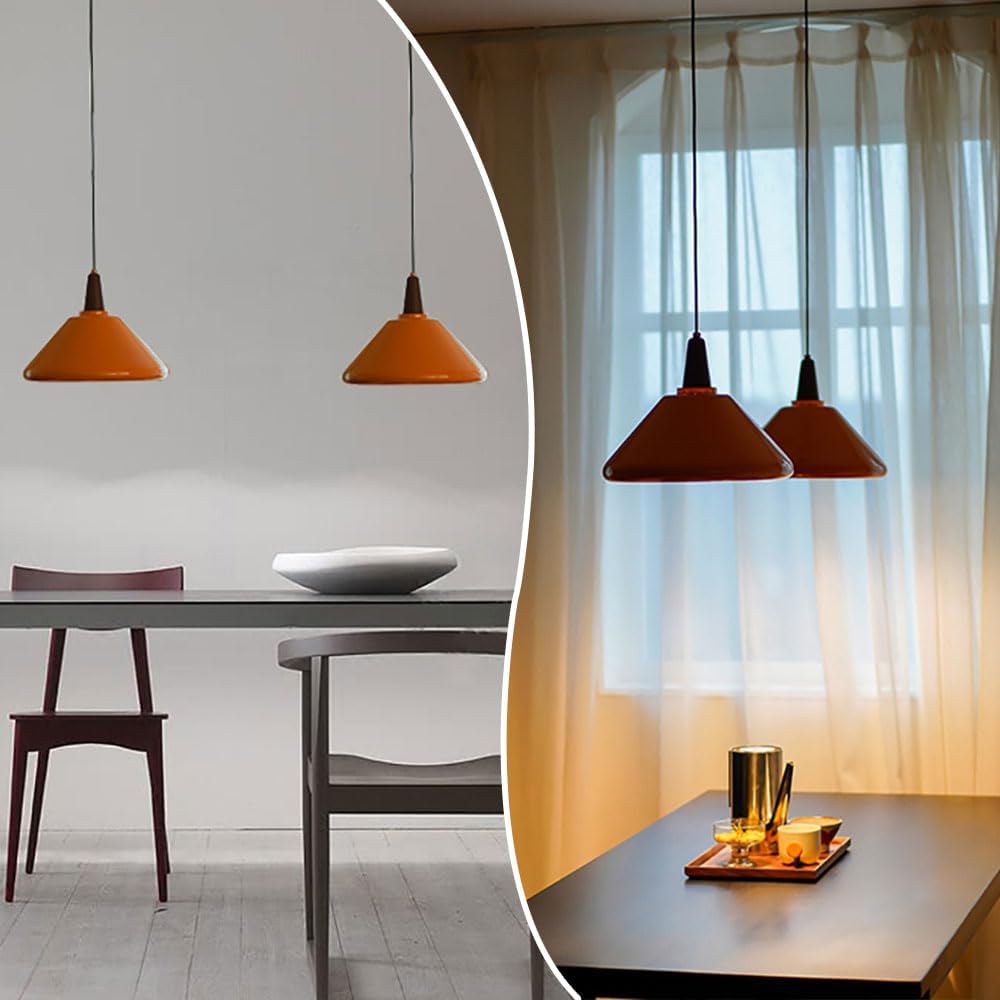 Lámpara Colgante de Hierro Naranja para Cocina – Diseño Moderno y Elegante 3