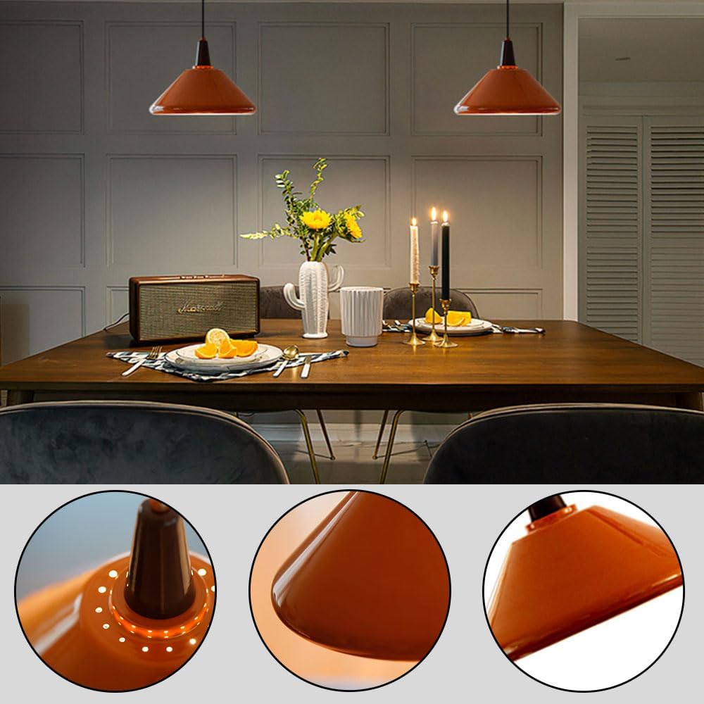Lámpara Colgante de Hierro Naranja para Cocina – Diseño Moderno y Elegante 7