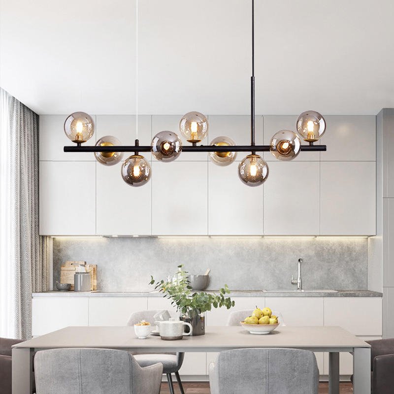 Lámpara Colgante de Lujo para Comedor, Diseño Elegante en Hierro y Vidrio, Altura Ajustable, Ideal para Lamparas de Techo Modernas 1