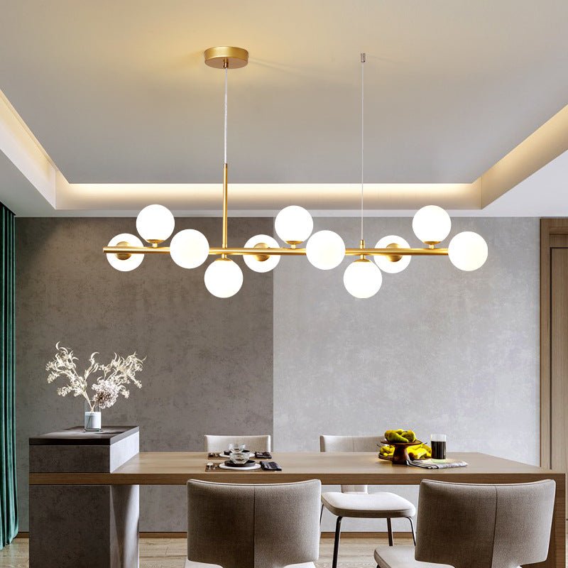 Lámpara Colgante de Lujo para Comedor, Diseño Elegante en Hierro y Vidrio, Altura Ajustable, Ideal para Lamparas de Techo Modernas 2