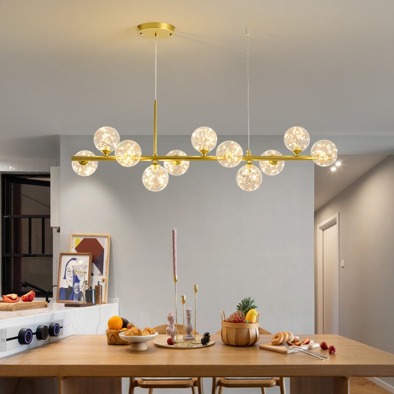 Lámpara Colgante de Lujo para Comedor, Diseño Elegante en Hierro y Vidrio, Altura Ajustable, Ideal para Lamparas de Techo Modernas 3