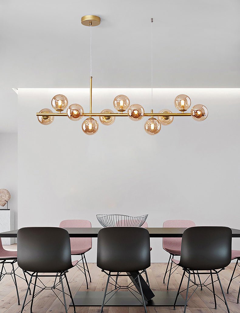 Lámpara Colgante de Lujo para Comedor, Diseño Elegante en Hierro y Vidrio, Altura Ajustable, Ideal para Lamparas de Techo Modernas 8