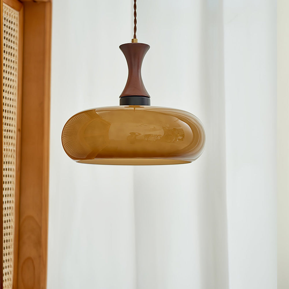 Lámpara Colgante de Madera Amarilla con Diseño Dome – Iluminación Elegante para Cocina y Salón 0