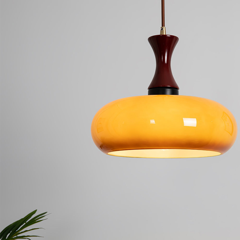Lámpara Colgante de Madera Amarilla con Diseño Dome – Iluminación Elegante para Cocina y Salón 2