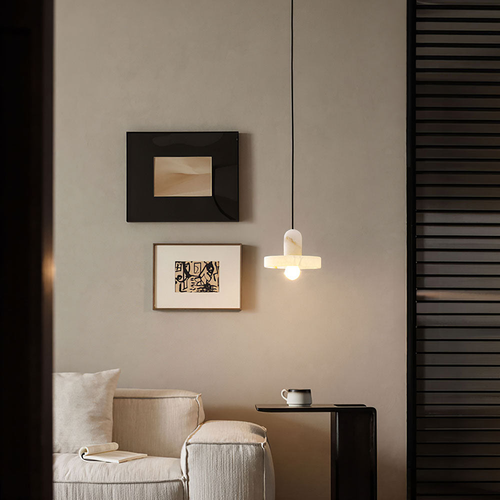 Lámpara Colgante de Mármol Blanco Minimalista para Techo - Iluminación Moderna para Sala de Estar y Comedor 6