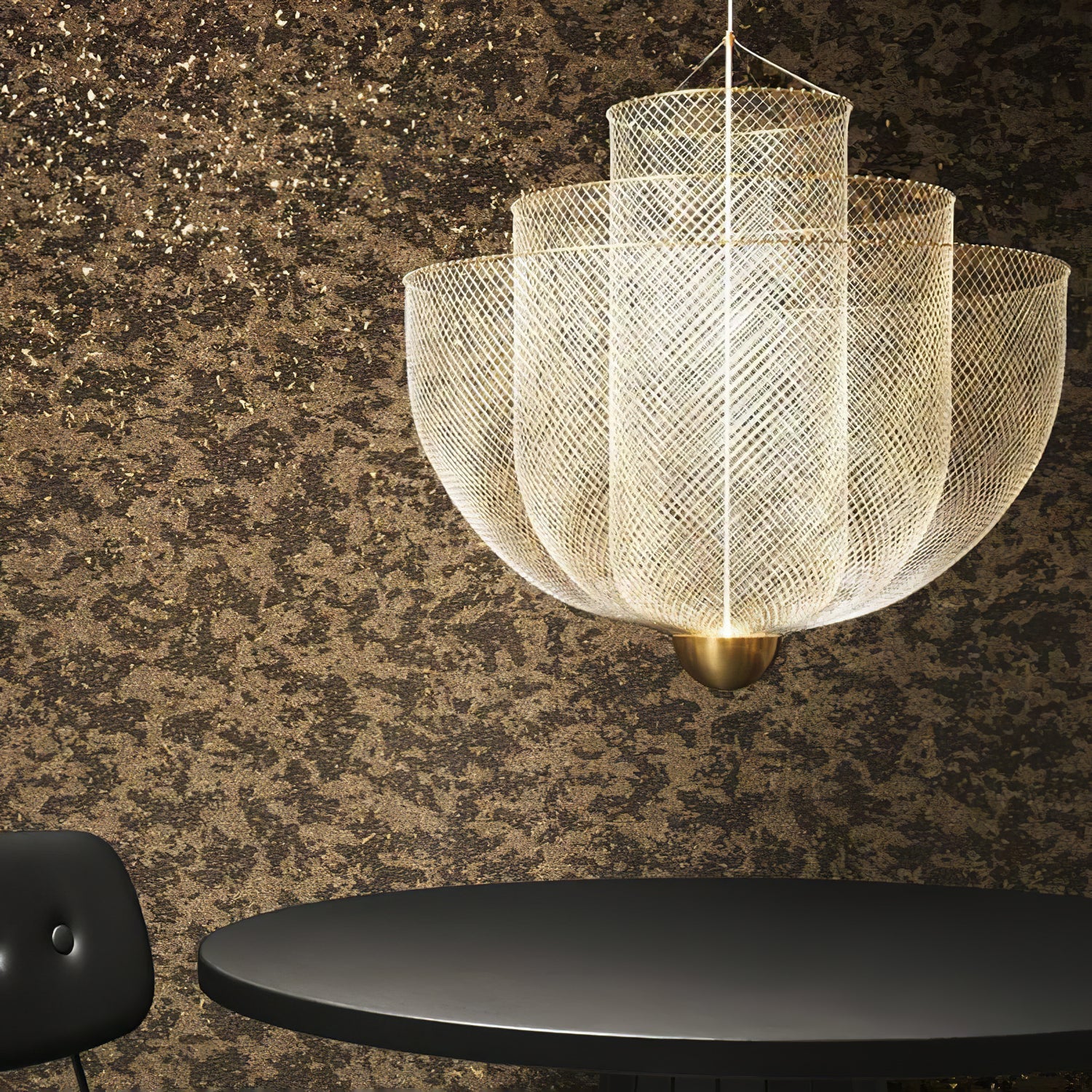 Lámpara Colgante de Metal con LED Integrado - Diseño Radiant Wirework, 60 cm de Diámetro 4