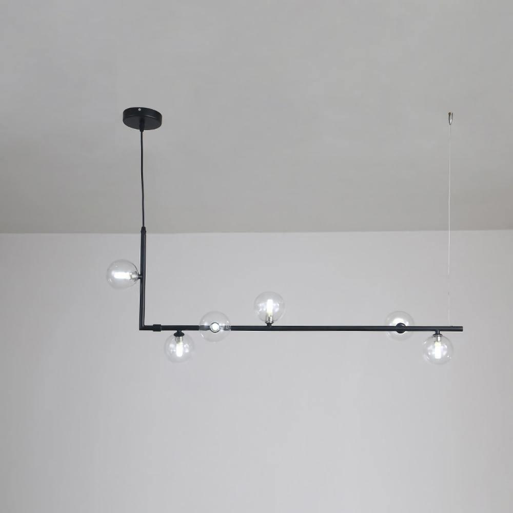 Lámpara Colgante de Vidrio Air 73 con Estructura de Metal Negro y Esferas Transparentes 0
