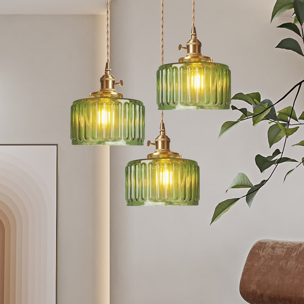 Lámpara Colgante de Vidrio Cilíndrica Vintage con Diseño Elegante y Luz Cálida 5
