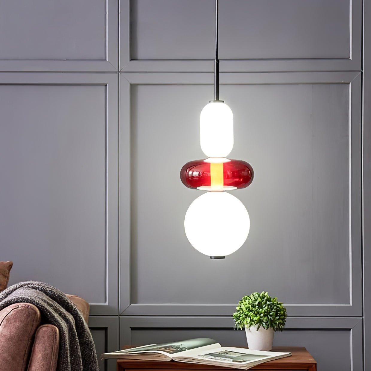 Lámpara Colgante de Vidrio Colorido con LED Integrado – Diseño Moderno y Elegante 2