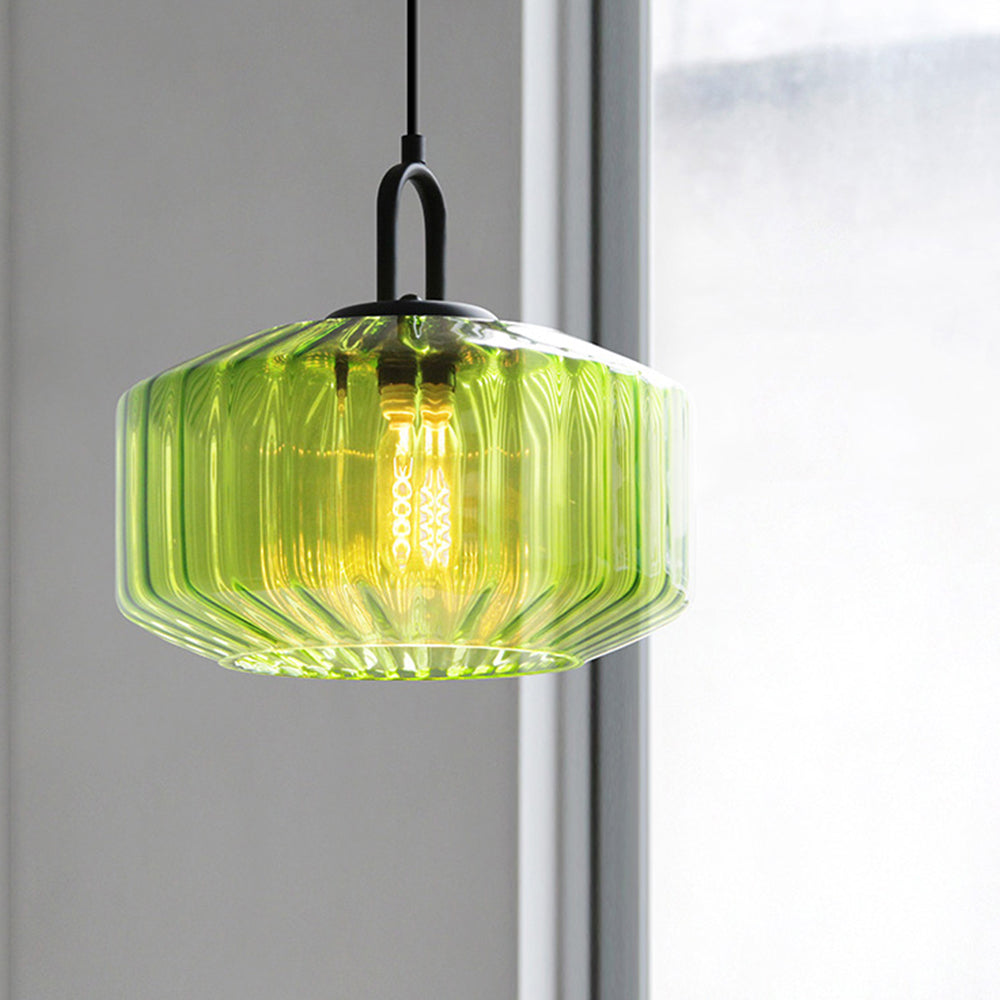 Lámpara Colgante de Vidrio Estriado Vintage – Diseño Clásico para Decoración de Interiores 2