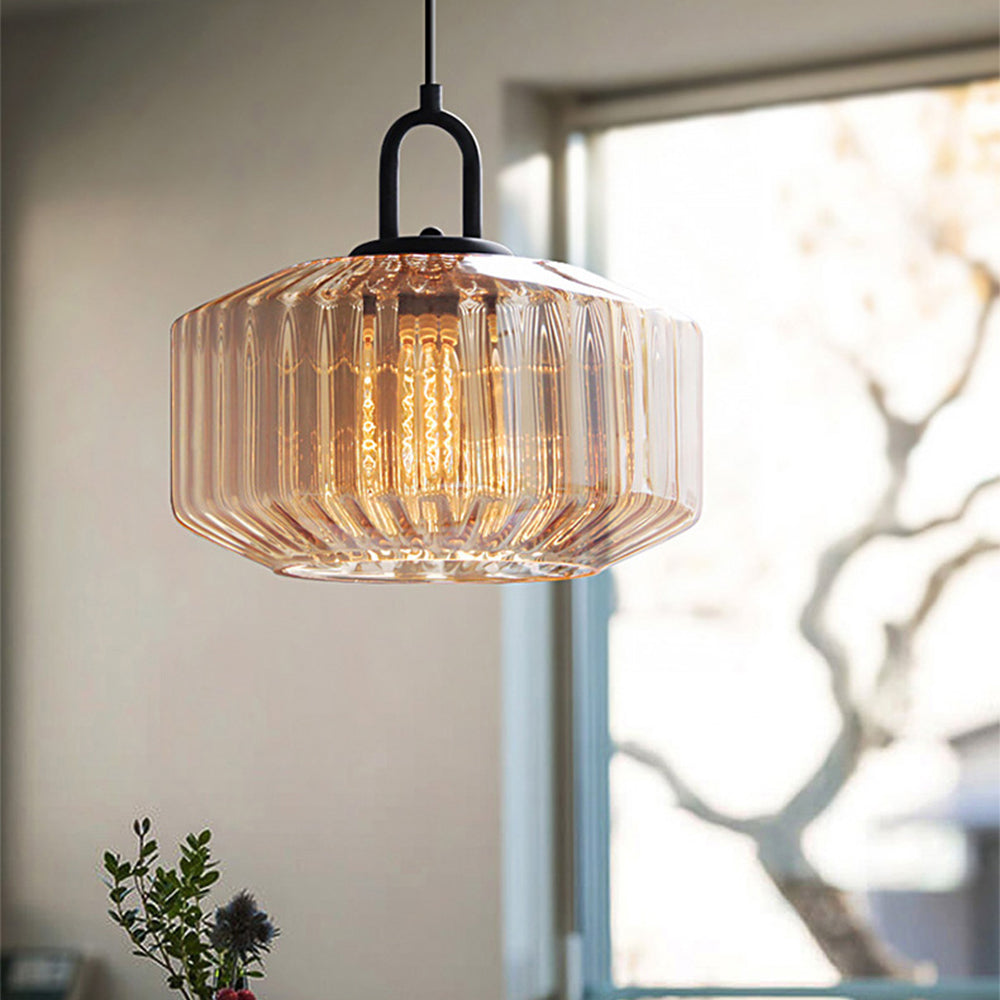 Lámpara Colgante de Vidrio Estriado Vintage – Diseño Clásico para Decoración de Interiores 5