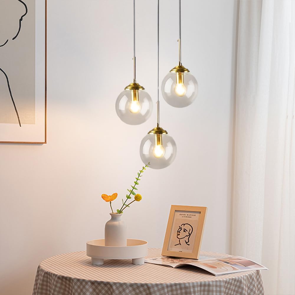 Elana - Lámpara Colgante de Vidrio Industrial con Acabado en Metal – Lámparas de Techo Modernas y Elegantes - Longitud Ajustable 150 cm