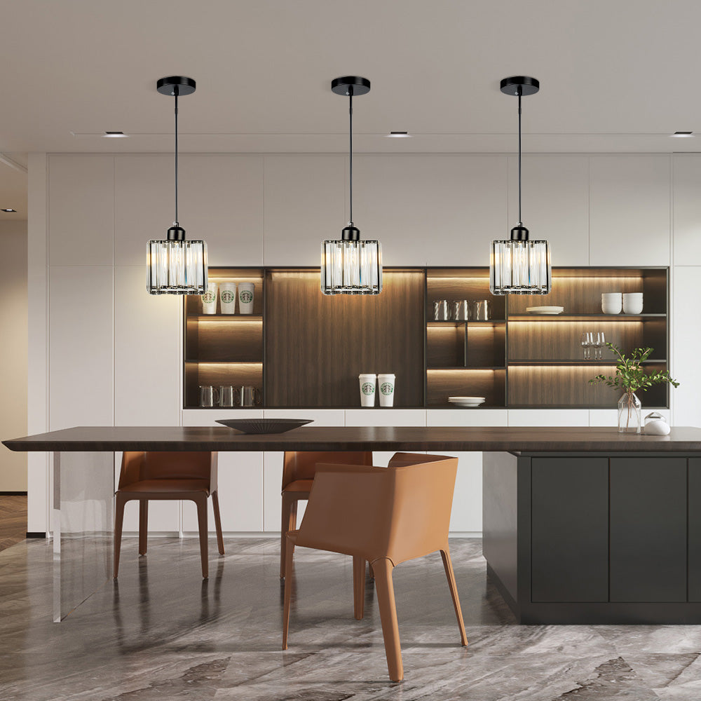 Lámpara Colgante de Vidrio Moderno con Múltiples Pantallas para Cocina – Acabado Negro 4