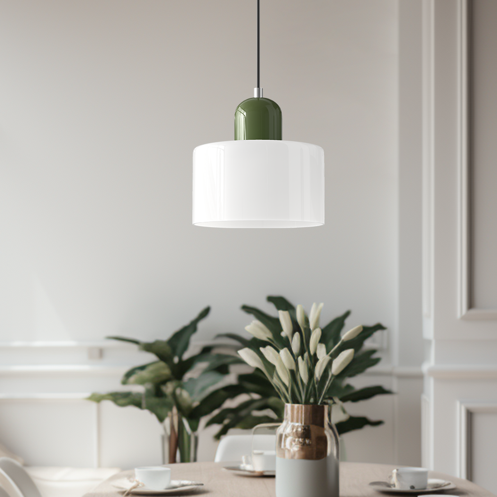 Lámpara Colgante de Vidrio Pequeña Estilo Bauhaus para Isla de Cocina 17