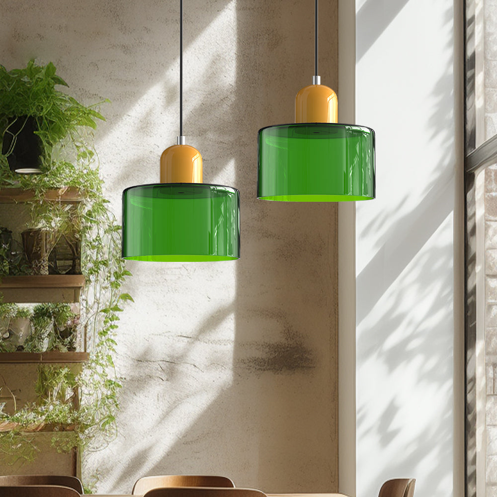 Lámpara Colgante de Vidrio Pequeña Estilo Bauhaus para Isla de Cocina 34