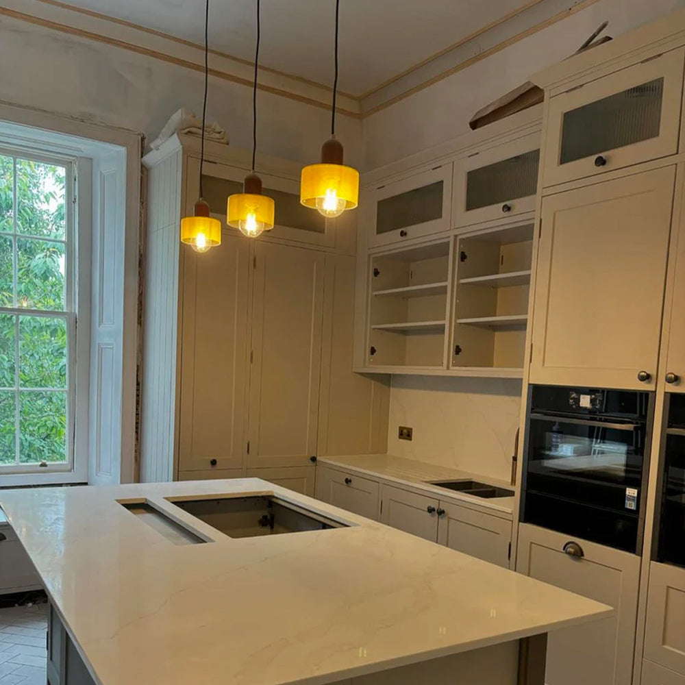 Lámpara Colgante de Vidrio Pequeña Estilo Bauhaus para Isla de Cocina 5