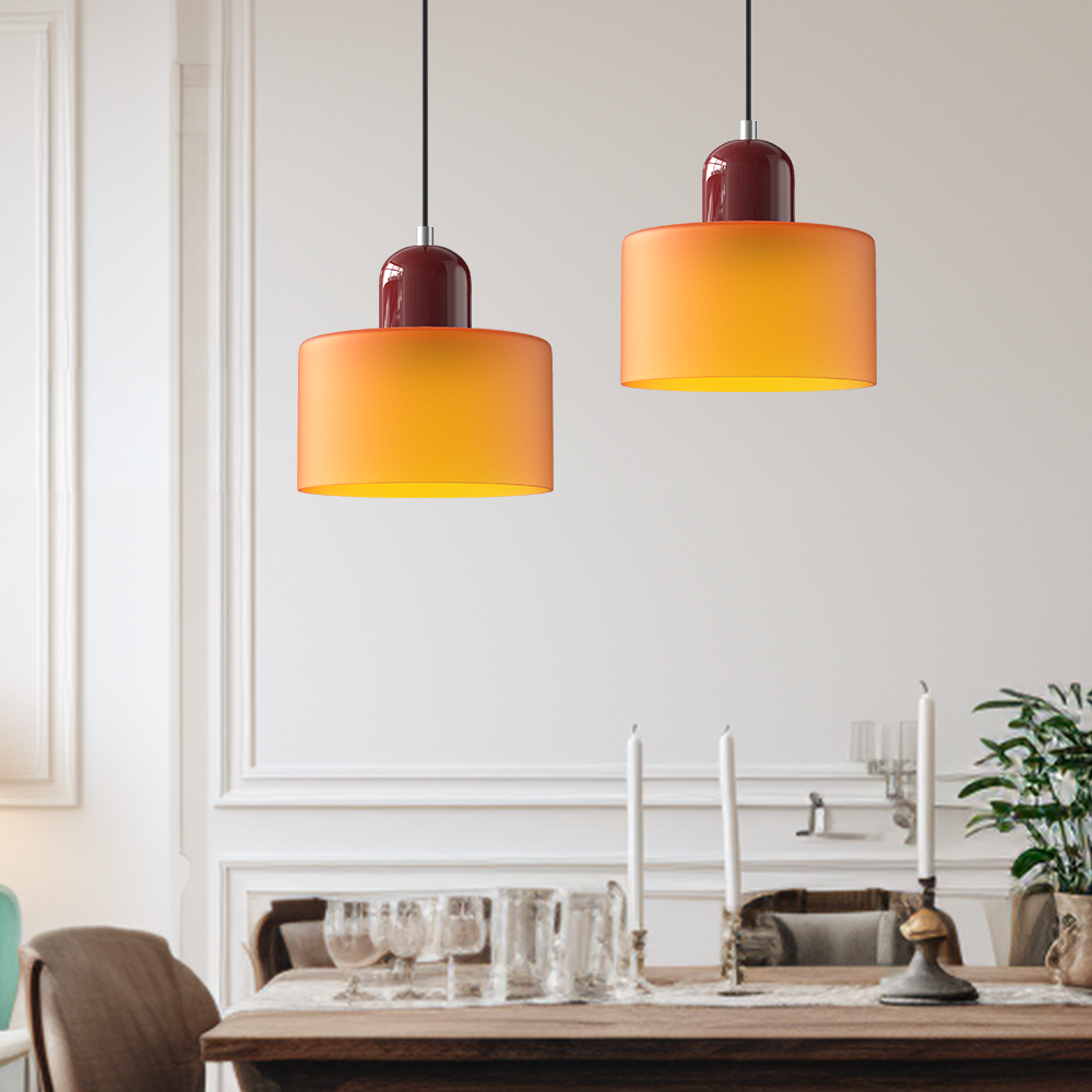 Lámpara Colgante de Vidrio Pequeña Estilo Bauhaus para Isla de Cocina 6