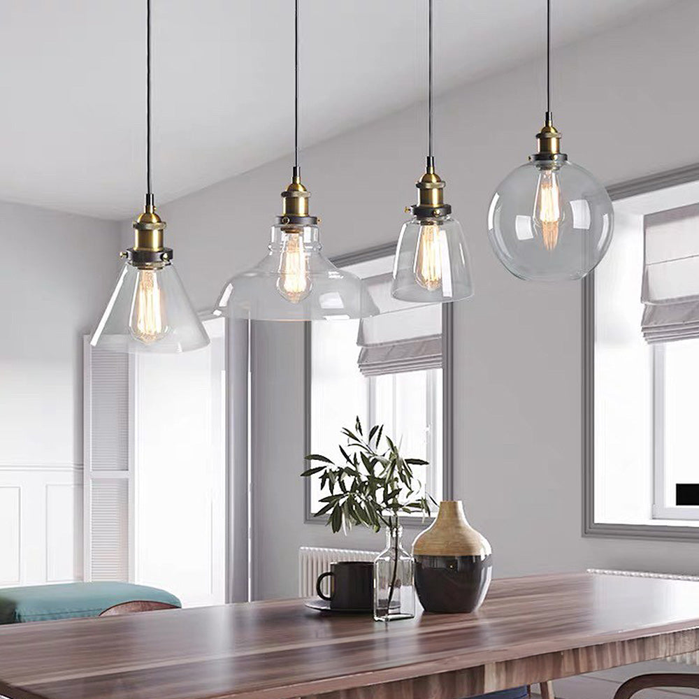 Lámpara Colgante de Vidrio Transparente de Estilo Nórdico para Mesita de Noche 18