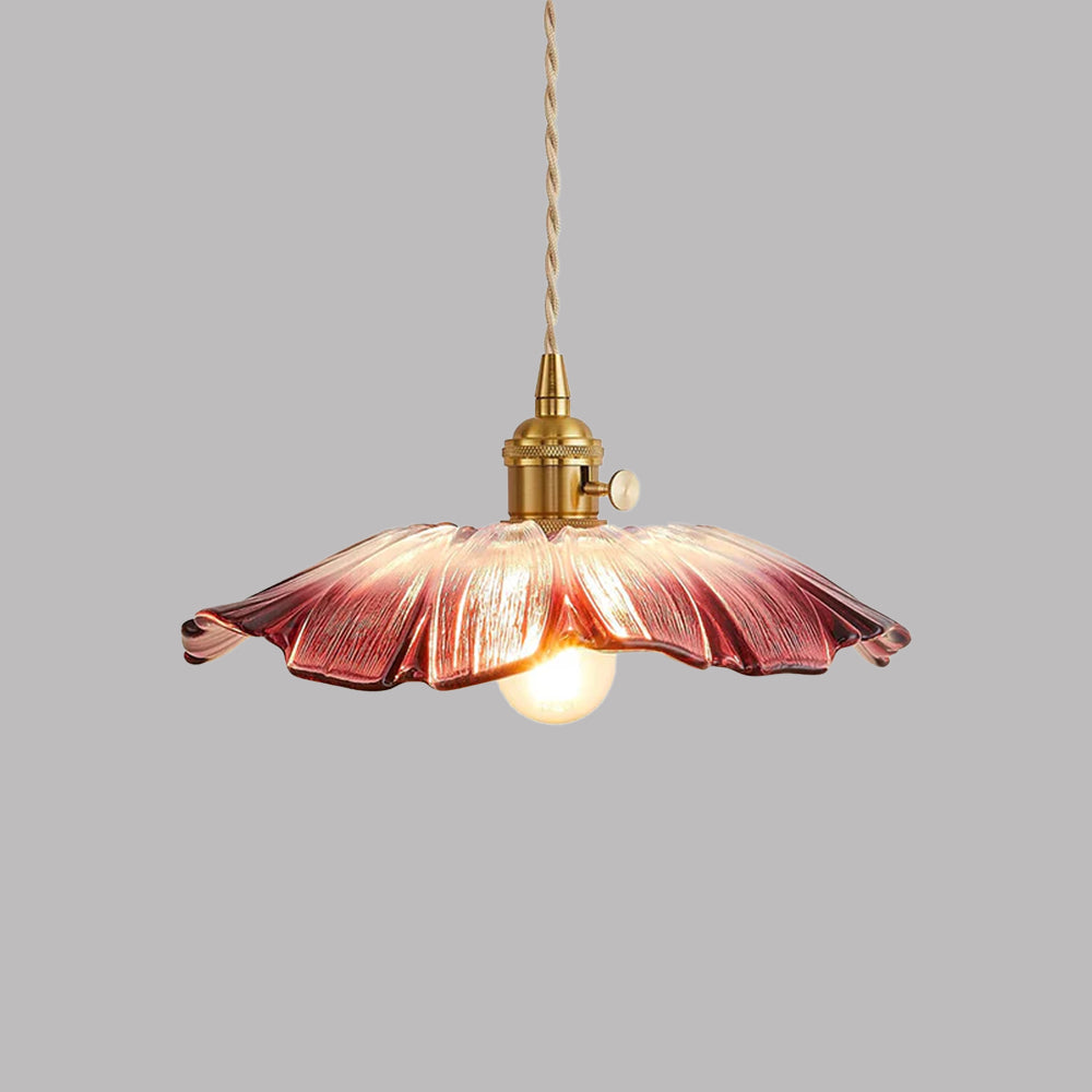 Lámpara Colgante de Vidrio en Forma de Flor Retro para Comedor 0
