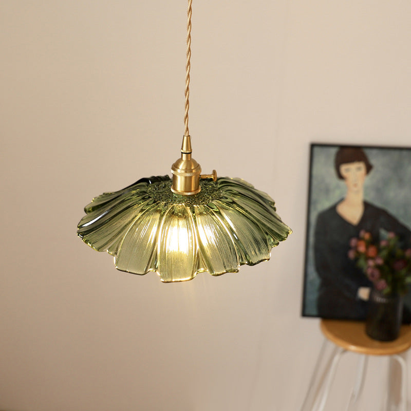 Lámpara Colgante de Vidrio en Forma de Flor Retro para Comedor 14