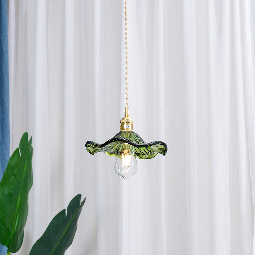 Lámpara Colgante de Vidrio en Forma de Flor de Hibisco – Diseño Art Nouveau 4