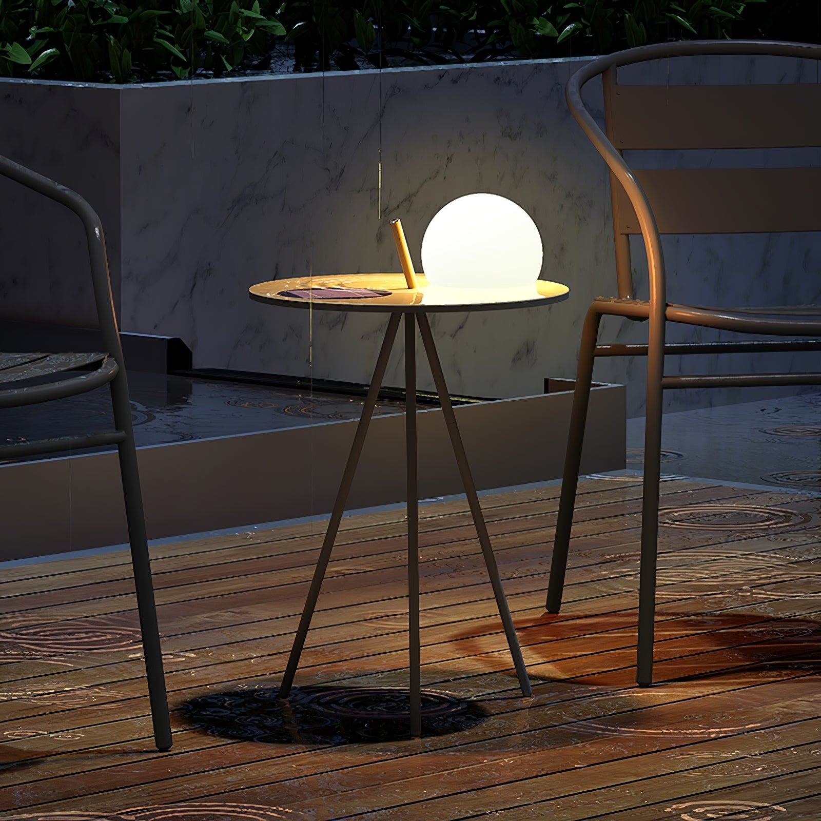 Lámpara Solar Exterior Tripode con Mesa Auxiliar y Control Remoto – Luz LED Resistente al Agua para Jardín y Patio 3