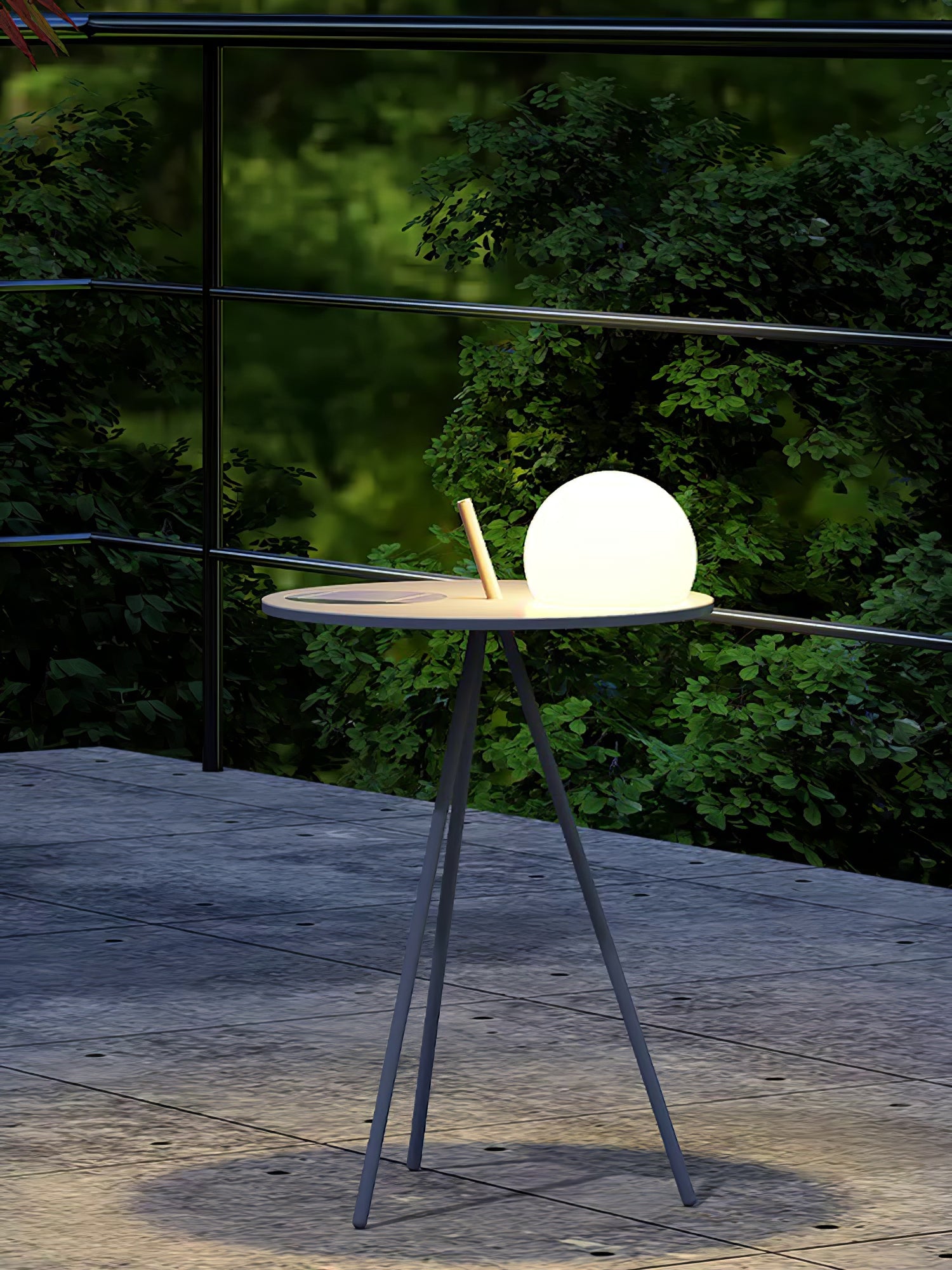 Lámpara Solar Exterior Tripode con Mesa Auxiliar y Control Remoto – Luz LED Resistente al Agua para Jardín y Patio 6