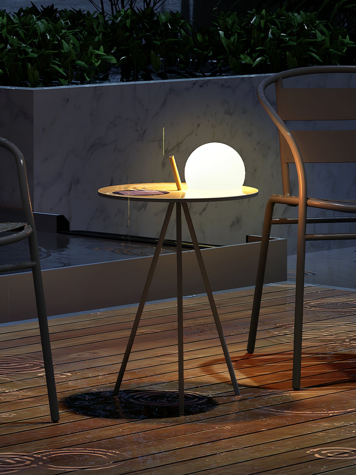 Lámpara Solar Exterior Tripode con Mesa Auxiliar y Control Remoto – Luz LED Resistente al Agua para Jardín y Patio 7