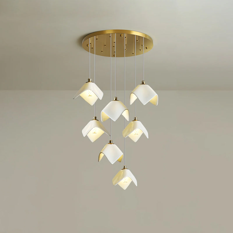 Lámpara de Araña Calvella de Hierro y Cerámica, Diseño Elegante y Natural para Interiores 0