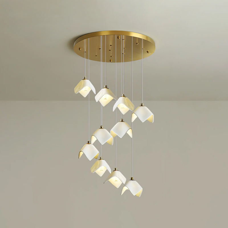 Lámpara de Araña Calvella de Hierro y Cerámica, Diseño Elegante y Natural para Interiores 19
