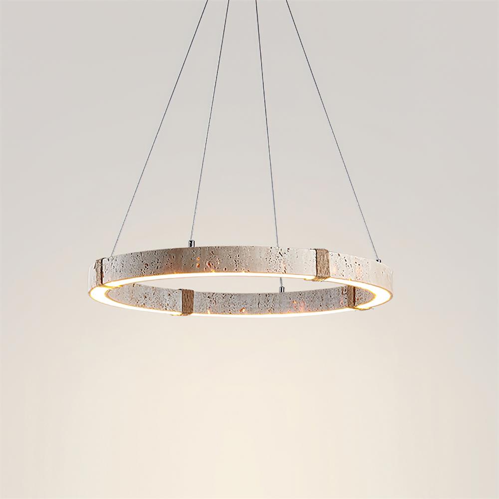 Lámpara de Araña Circular de Travertino – Diseño Moderno y Elegante con Iluminación LED Integrada 0