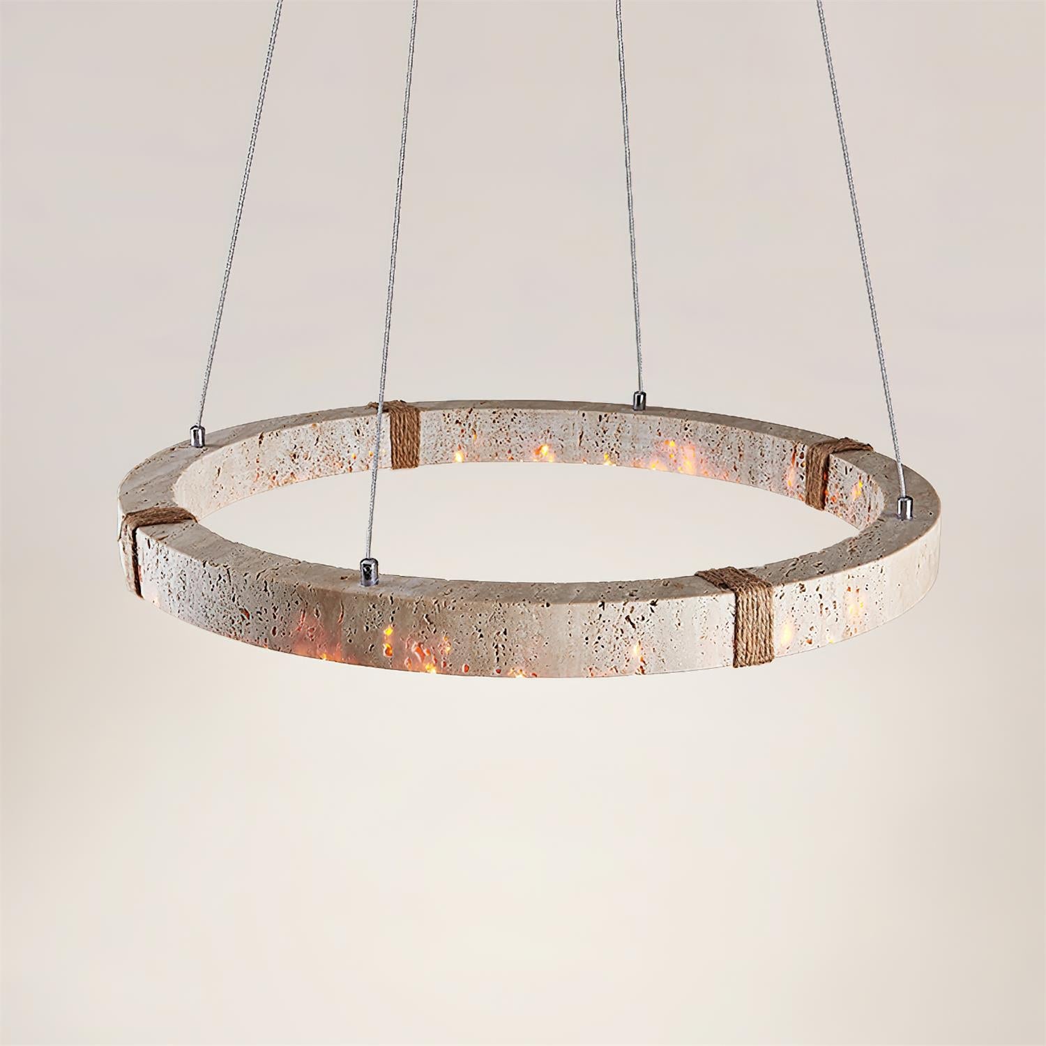 Lámpara de Araña Circular de Travertino – Diseño Moderno y Elegante con Iluminación LED Integrada 3
